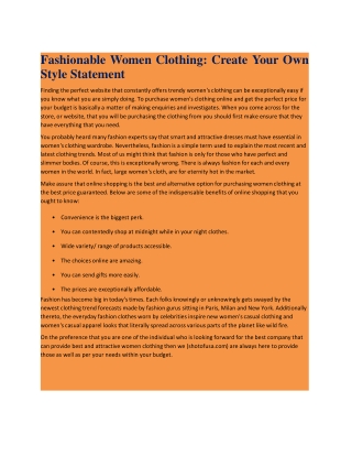 Fashionable Women Clothing: Create Your Own Style Statement