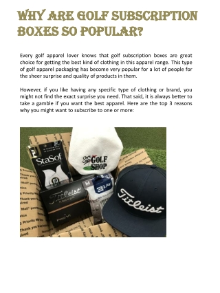 Why Are Golf Subscription Boxes So Popular?