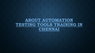 AUTOMATION Testing Tools Training Course Prerequisite