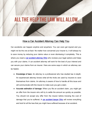 How a Car Accident Attorney Can Help You