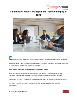 5 Benefits of Project Management Trends emerging in 2021