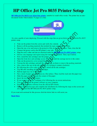 How To Configure HP Office Jet Pro 8035 Printer?
