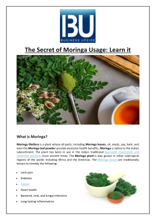 The Secret of Moringa Usage: Learn it