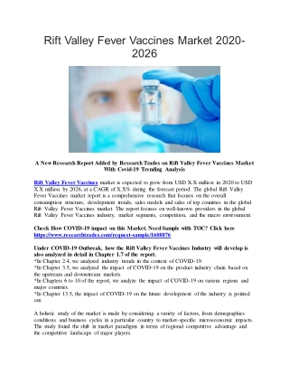 Rift Valley Fever Vaccines Market 2020-2026