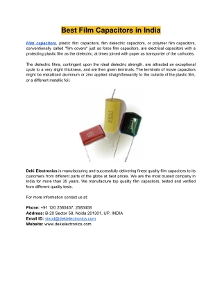 High Quality Film Capacitors in India