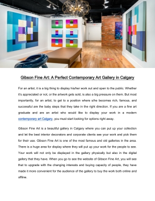 Gibson Fine Art: A Perfect Contemporary Art Gallery in Calgary