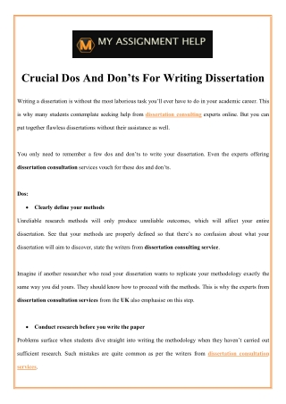Crucial Dos And Don’ts For Writing Dissertation