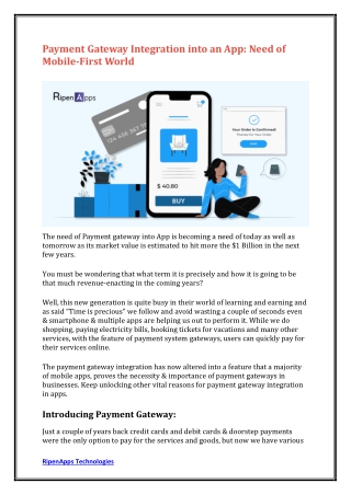 Payment Gateway Integration into an App