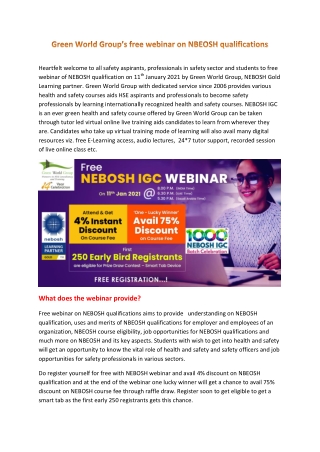Green World Group’s free webinar on NBEOSH qualifications