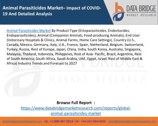 Animal Parasiticides Market– Impact of COVID-19 And Detailed Analysis