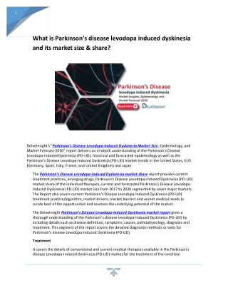 Parkinson’s disease levodopa induced dyskinesia market