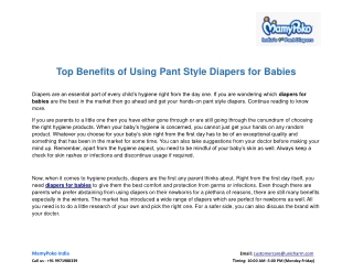 Top Benefits of Using Pant Style Diapers for Babies