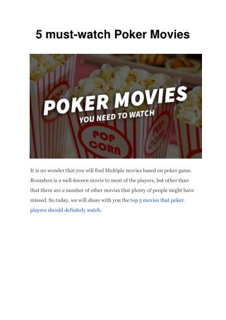 5 must-watch Poker Movies