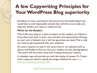 A few Copywriting Principles for Your WordPress Blog superiority