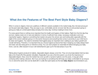What Are the Features of The Best Pant Style Baby Diapers?