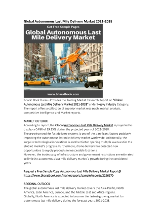 Global Autonomous Last Mile Delivery Market Research Report Forecast 2028