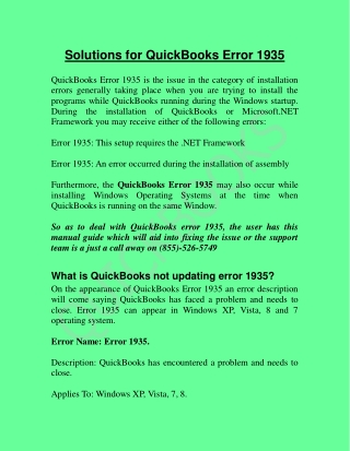 Solutions for QuickBooks Error 1935