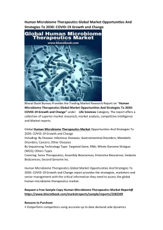 Global Human Microbiome Therapeutics Market Research Report Forecast 2030