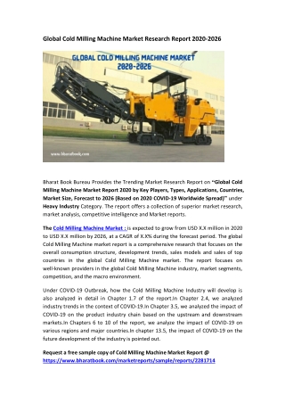 Global Cold Milling Machine Market Research Report 2020-2026