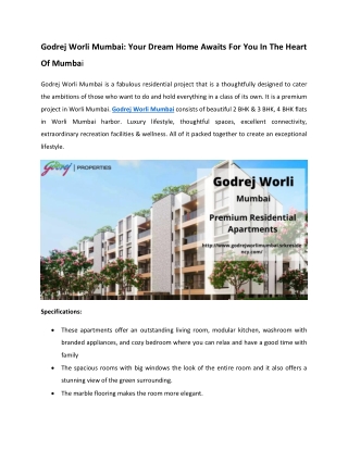 Godrej Worli New Residential Project In Mumbai