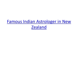 Famous Indian Astrologer in New Zealand