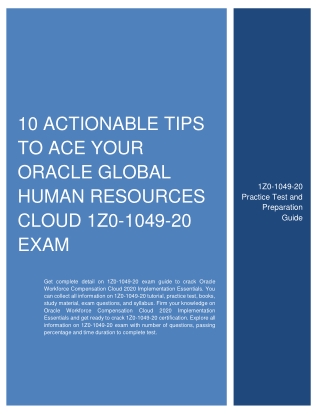 10 Actionable Tips to Ace Your Oracle Global Human Resources Cloud 1Z0-1049-20 Exam