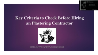 Key Criteria to Check Before Hiring a Plastering Contractor