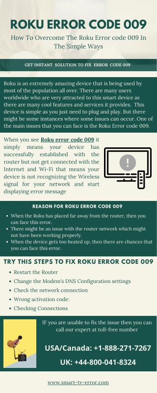 Resolve the Roku Error code 009 | Roku can't connect to Internet