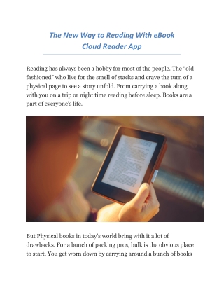 The new way to reading with eBook cloud reader app