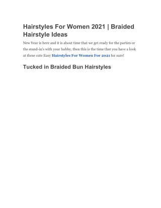 Hairstyles For Women 2021 | Braided Hairstyle Ideas