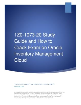 1Z0-1073-20 Study Guide and How to Crack Exam on Oracle Inventory Management Cloud
