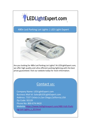 480v Led Parking Lot Lights | LED Light Expert
