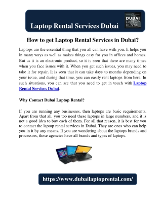 How to get Laptop Rental Services in Dubai?