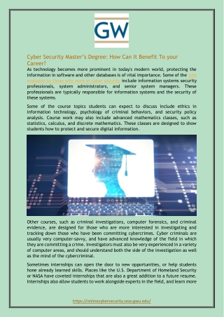 Cyber Security Master’s Degree: How Can It Benefit To your Career?