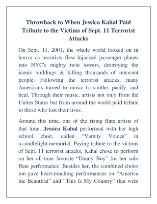 Throwback to When Jessica Kahal Paid Tribute to the Victims of Sept. 11 Terrorist AttacksThrowback to When Jessica Kahal