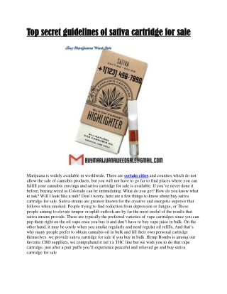 Top  secret  guidelines  of  sativa  cartridge  for sale