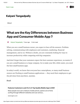 What are the key differences between business app and consumer mobile app     by kalyani tangadpally _ jan, 2021 _ mediu