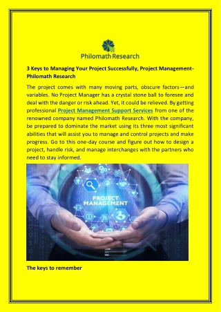3 Keys to Managing Your Project Successfully, Project Management-Philomath Research