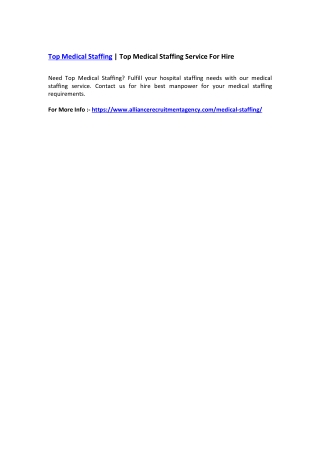 Top Medical Staffing | Top Medical Staffing Service For Hire