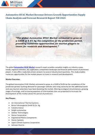 Automotive HVAC Market