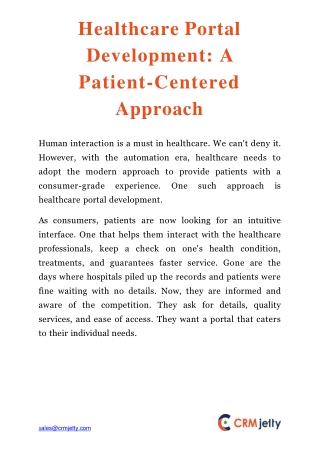 Healthcare Portal Development: A Patient-Centered Approach