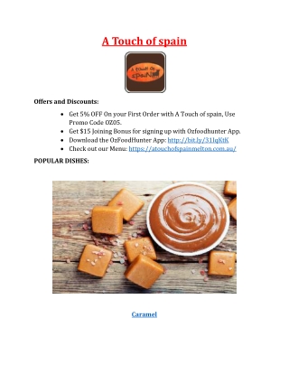 5% off - A Touch of spain Menu Takeaway Melton, VIC