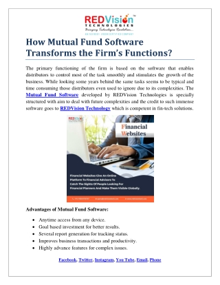How Mutual Fund Software Presents Portfolio Statements?