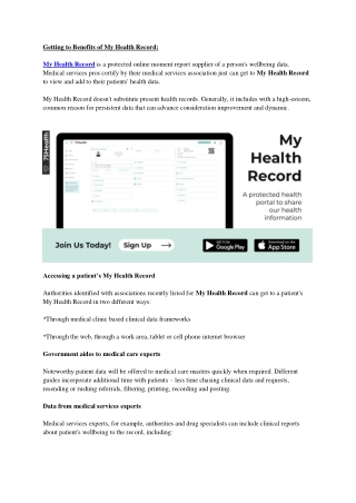 Getting to Benefits of My Health Record