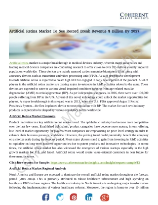 Artificial Retina Market To See Record Break Revenue $ Billion By 2027