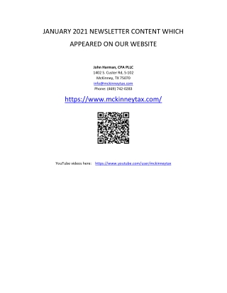 January 2021 Tax Tips Newsletter
