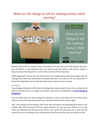 What are the things to sell for making money while moving?