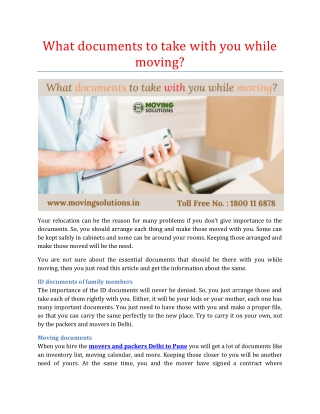 What documents to take with you while moving?