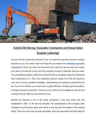 Dutchie Dirt Moving: Excavation Contractors and Gravel Sales Supplies Lethbridge