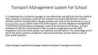 Transport Management system For School